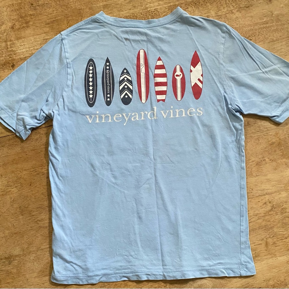 Vineyard Vines Youth Size Medium (12-14) Lt Blue Pocket Short Sleeve Graphic Tee - Picture 5 of 14